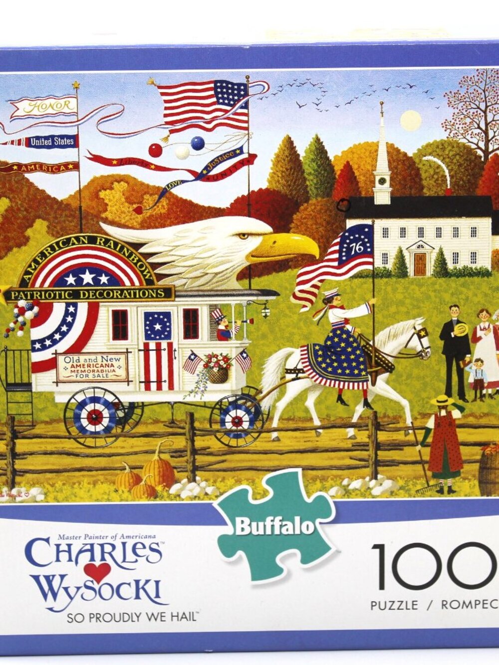 Charles Wysocki "So Proudly We  Hail" 1000 Piece Jigsaw Puzzle Complete W Poster